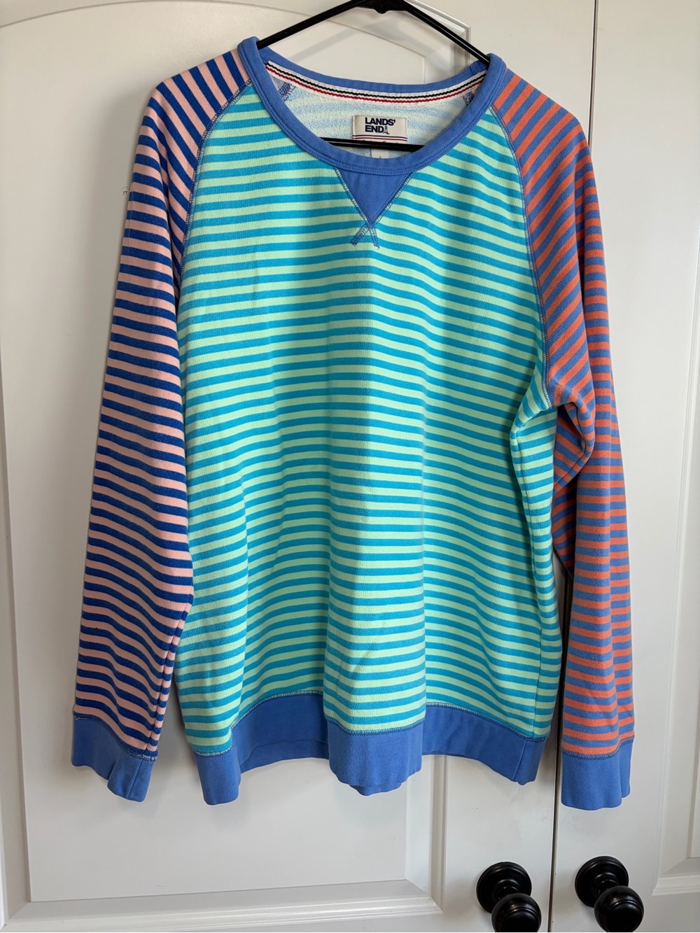Lands' End Striped Crewneck Sweater Multicolor Large